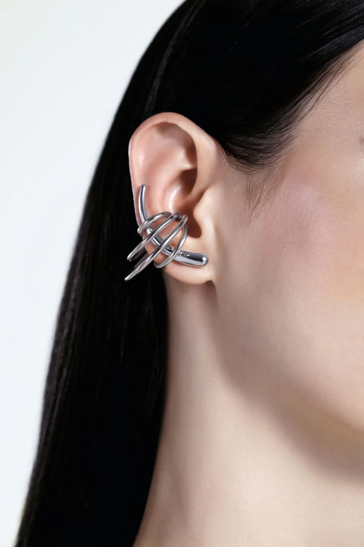 Silver Set of Ear Climber and Cuffs - Image 5