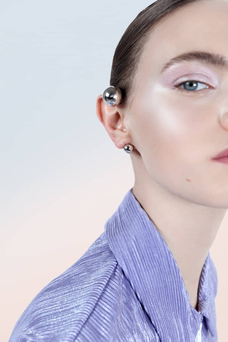 Silver Ball Ear Cuff - Image 2