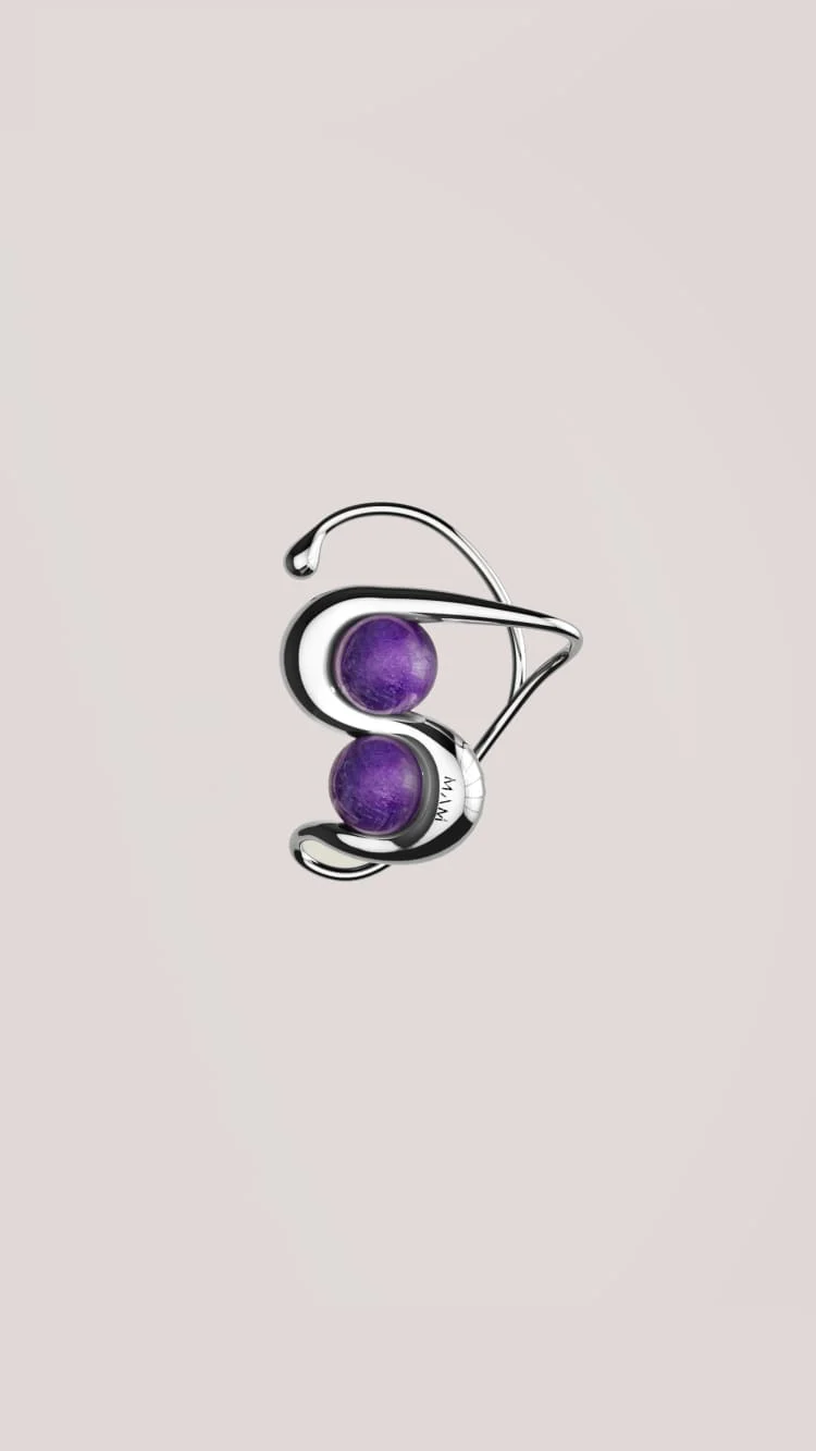 Silver Ear Cuff with Amethyst - Image 5