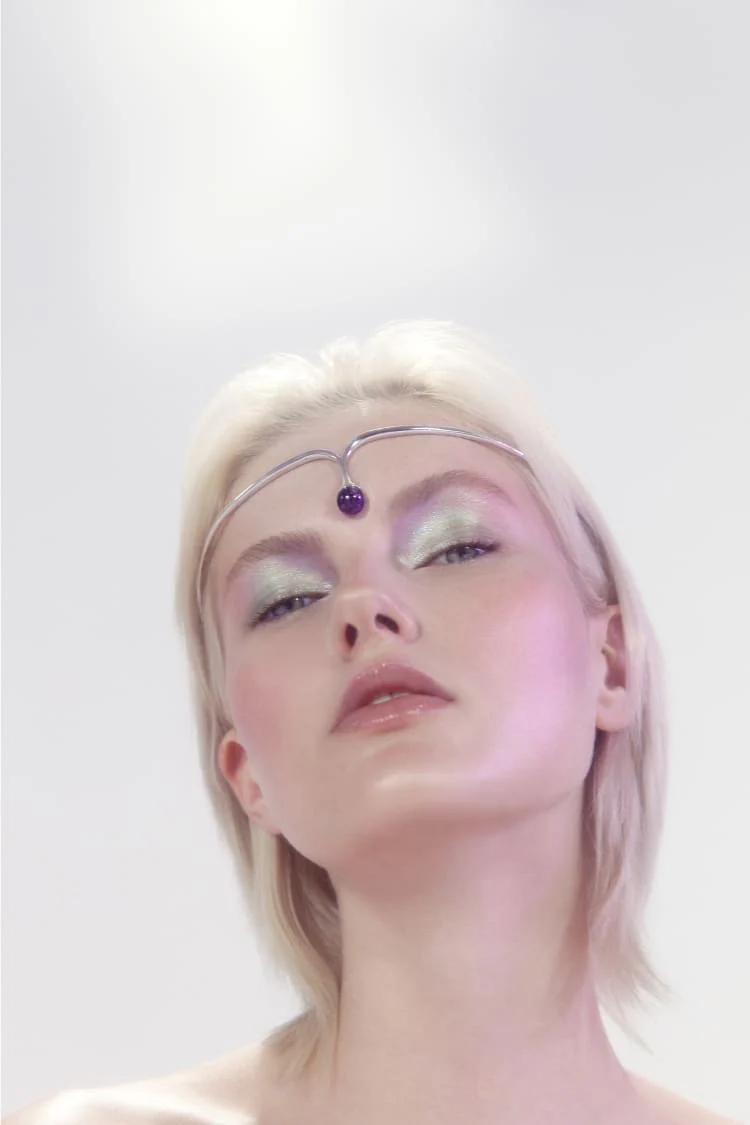 Silver Headpiece with Amethyst - Image 4