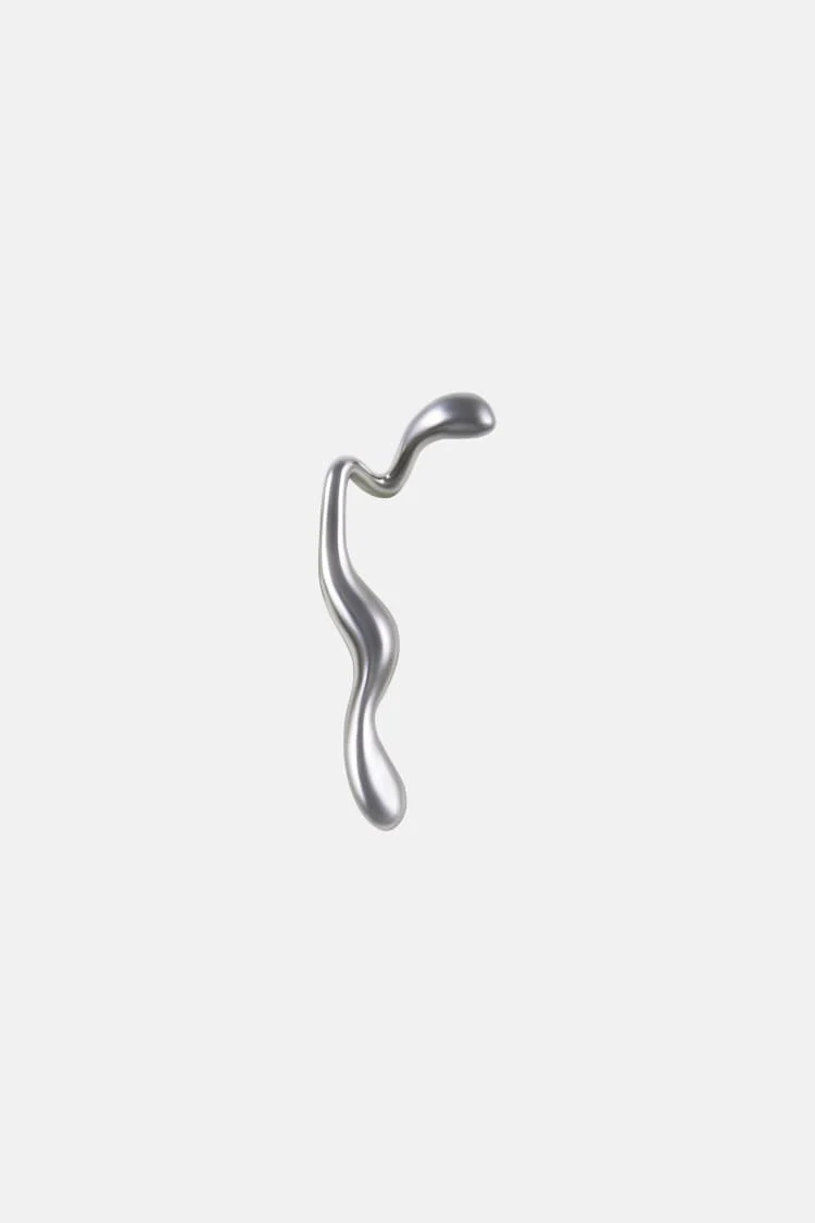 silver liquid earrings that hook around the ears - Image 3