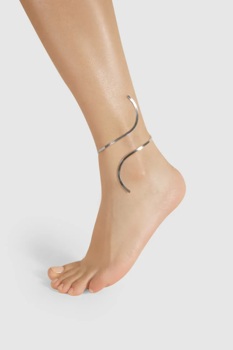 Silver Spiral Ankle Bracelet
