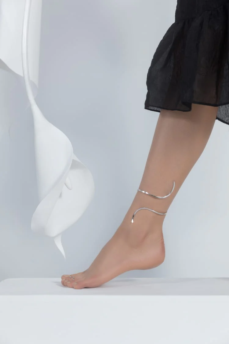 Silver Spiral Ankle Bracelet - Image 4