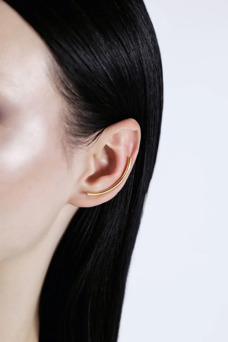 Gold Simple Ear Climber - Image 2