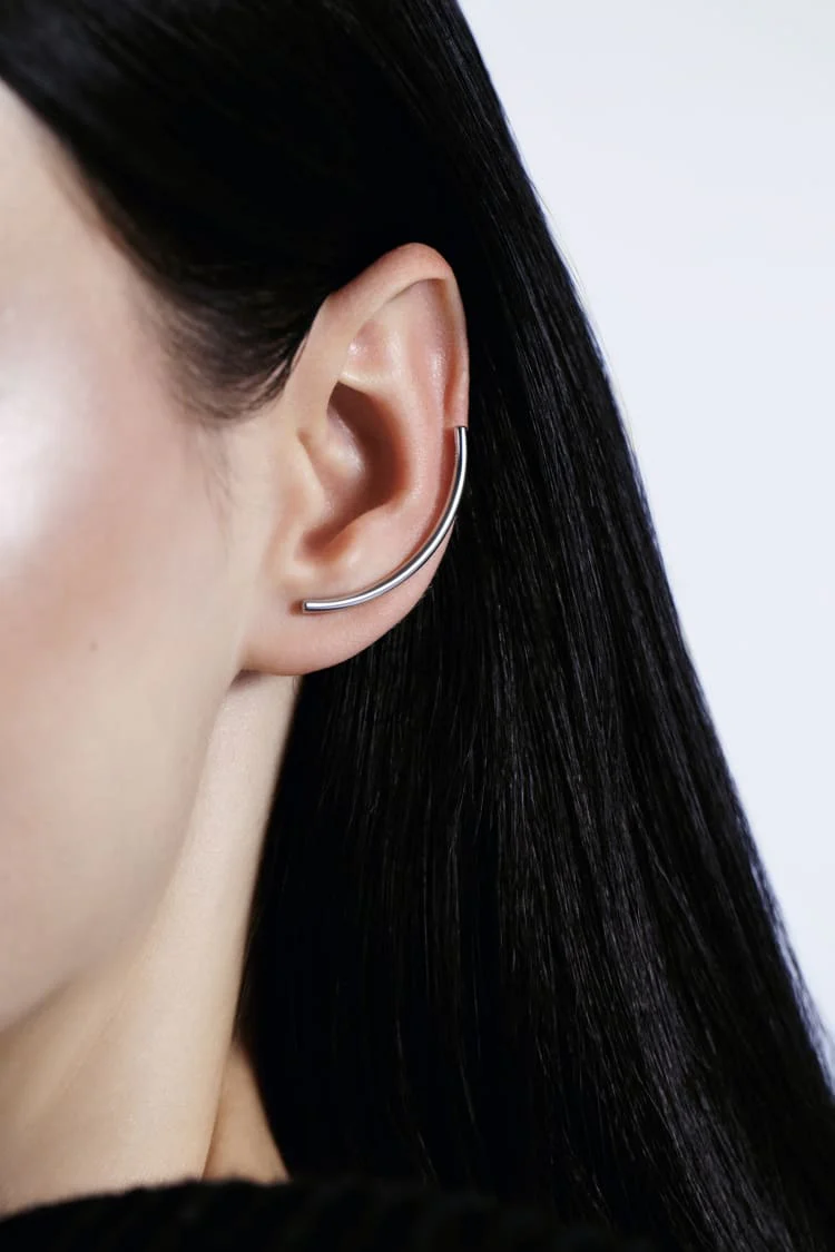 Silver Simple Ear Climber