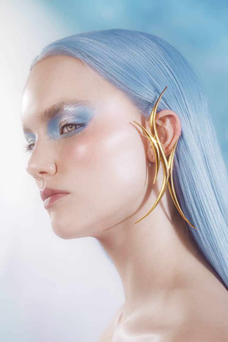 Gold Spiked Bold Ear Cuff - Image 2