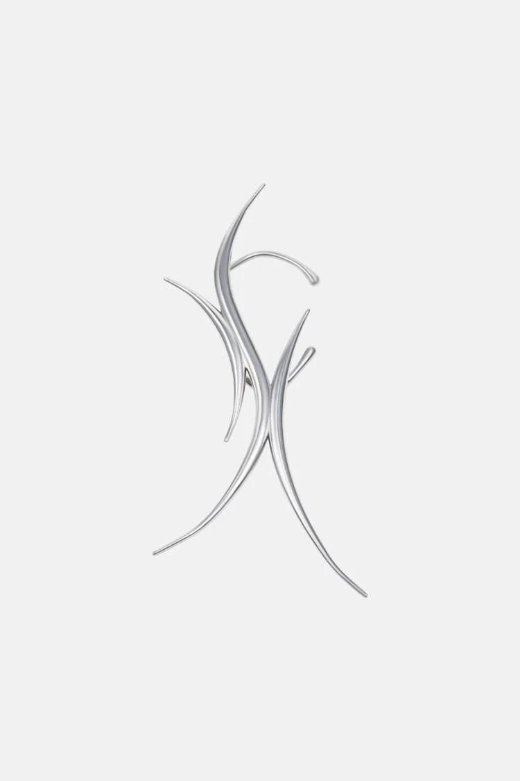 Silver Spiked Bold Ear Cuff - Image 3