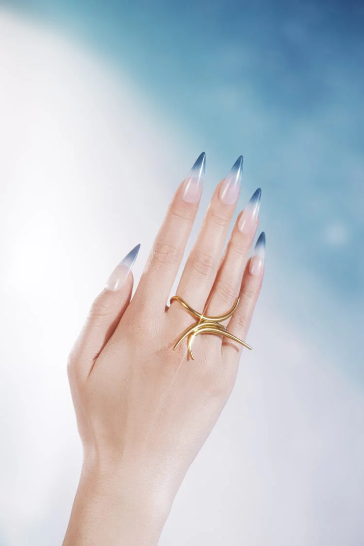 Gold Spiked Finger Ring - Image 2
