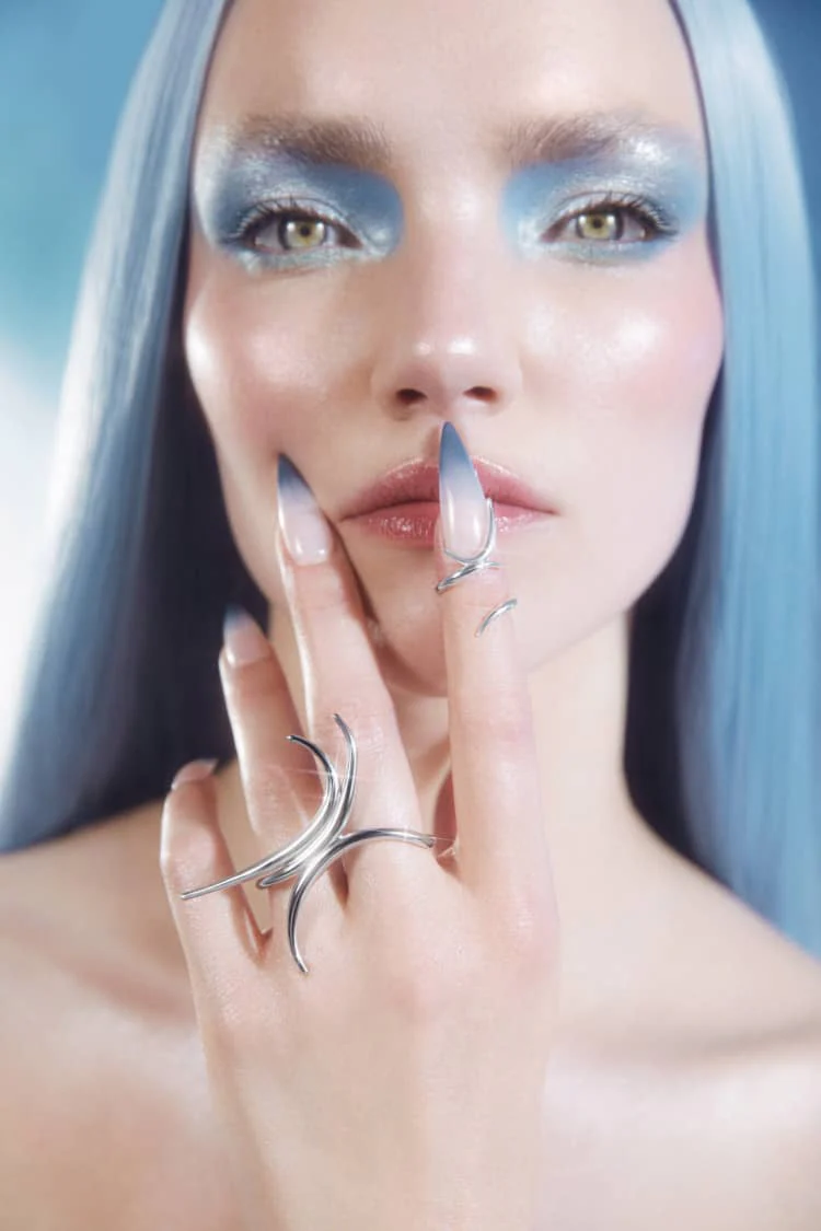 Silver Spiked Finger Ring - Image 3