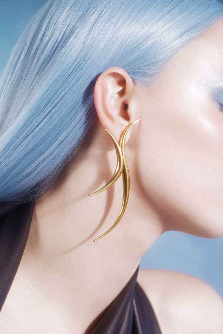 Gold Spiked Long Earring