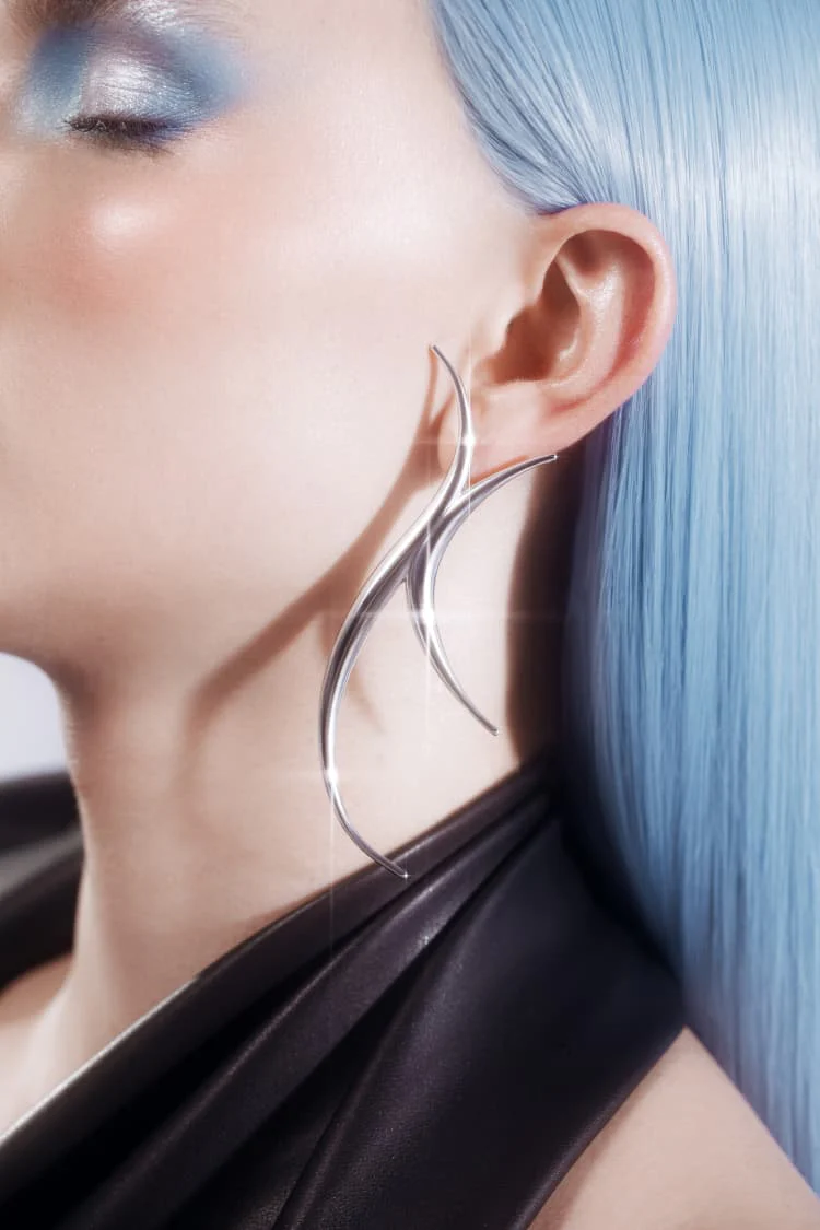Silver Spiked Long Earring - Image 2