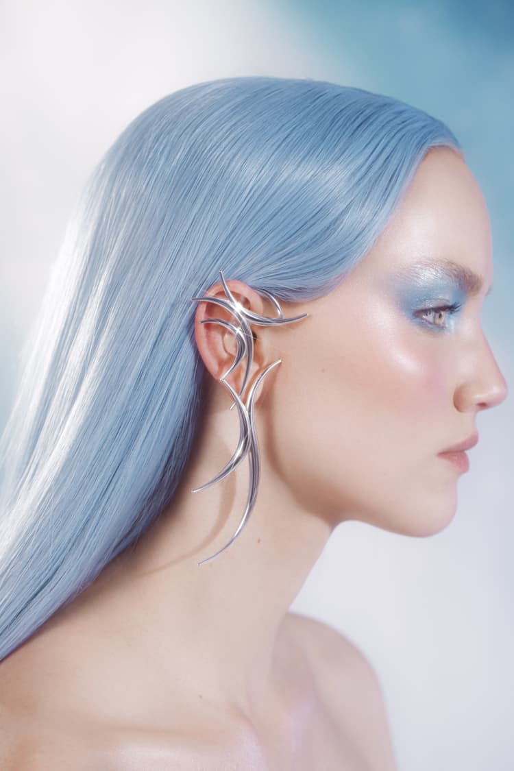 Silver Spiked Long Earring - Image 4
