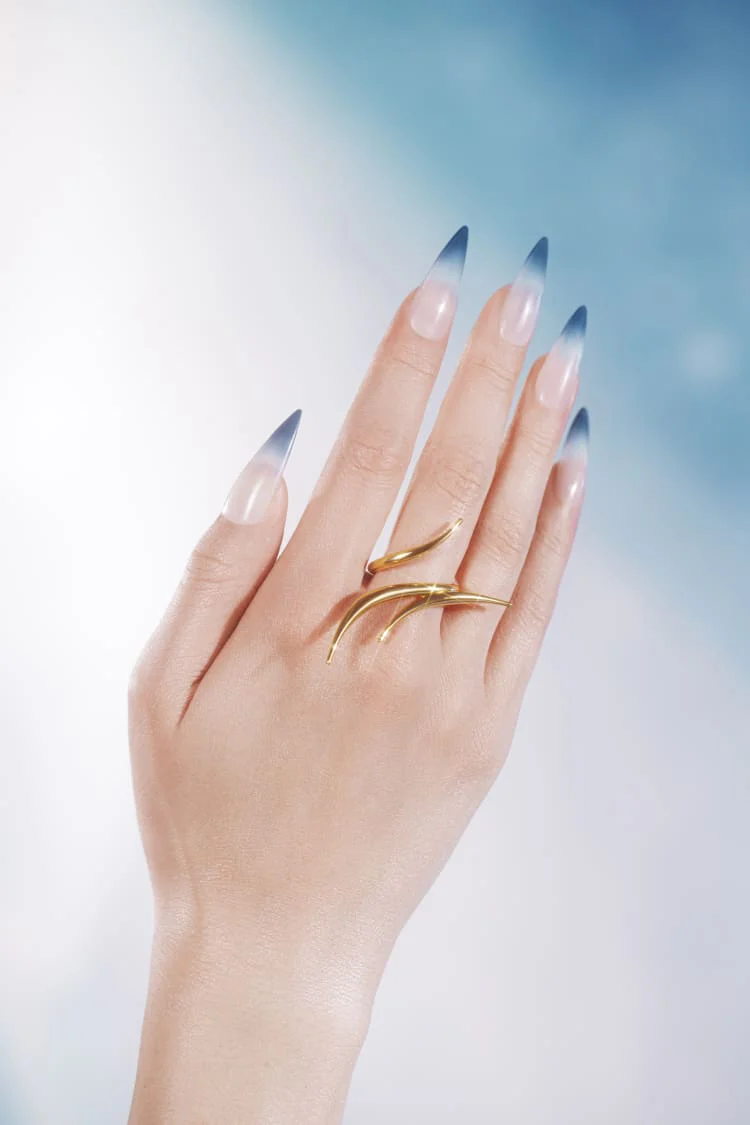 Gold Spiked Long Ring - Image 2