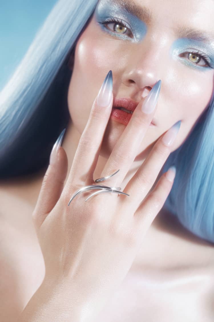 Silver Spiked Long Ring - Image 2