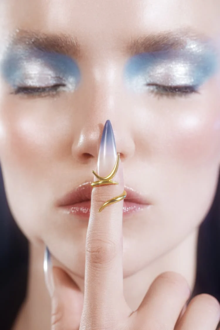 Gold Spiked Midi Ring - Image 2