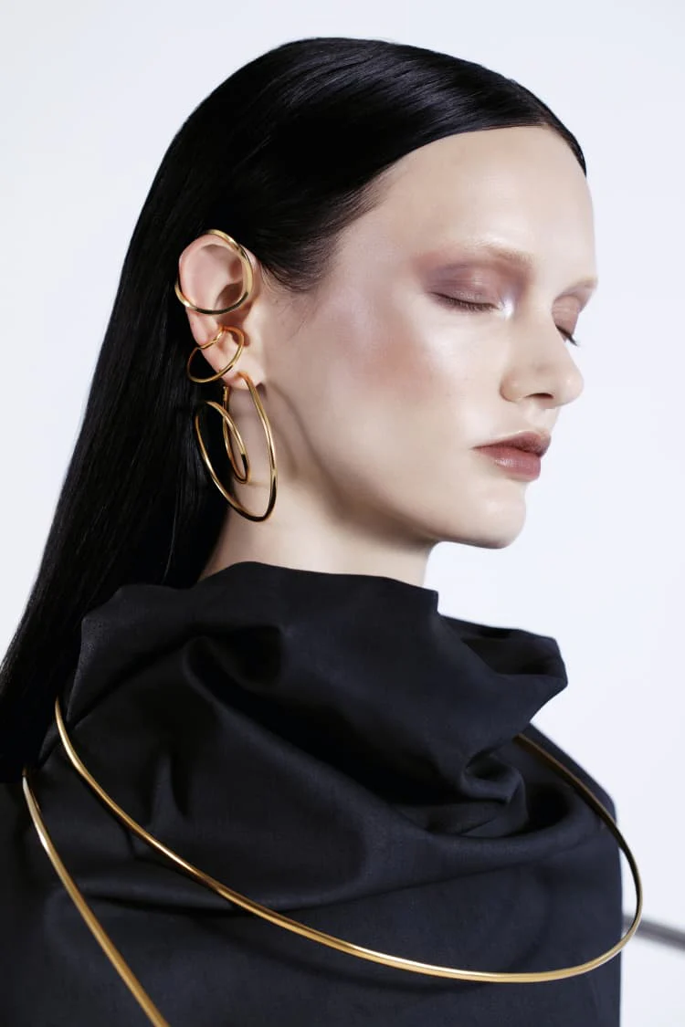 Gold Spiral Earrings - Image 3