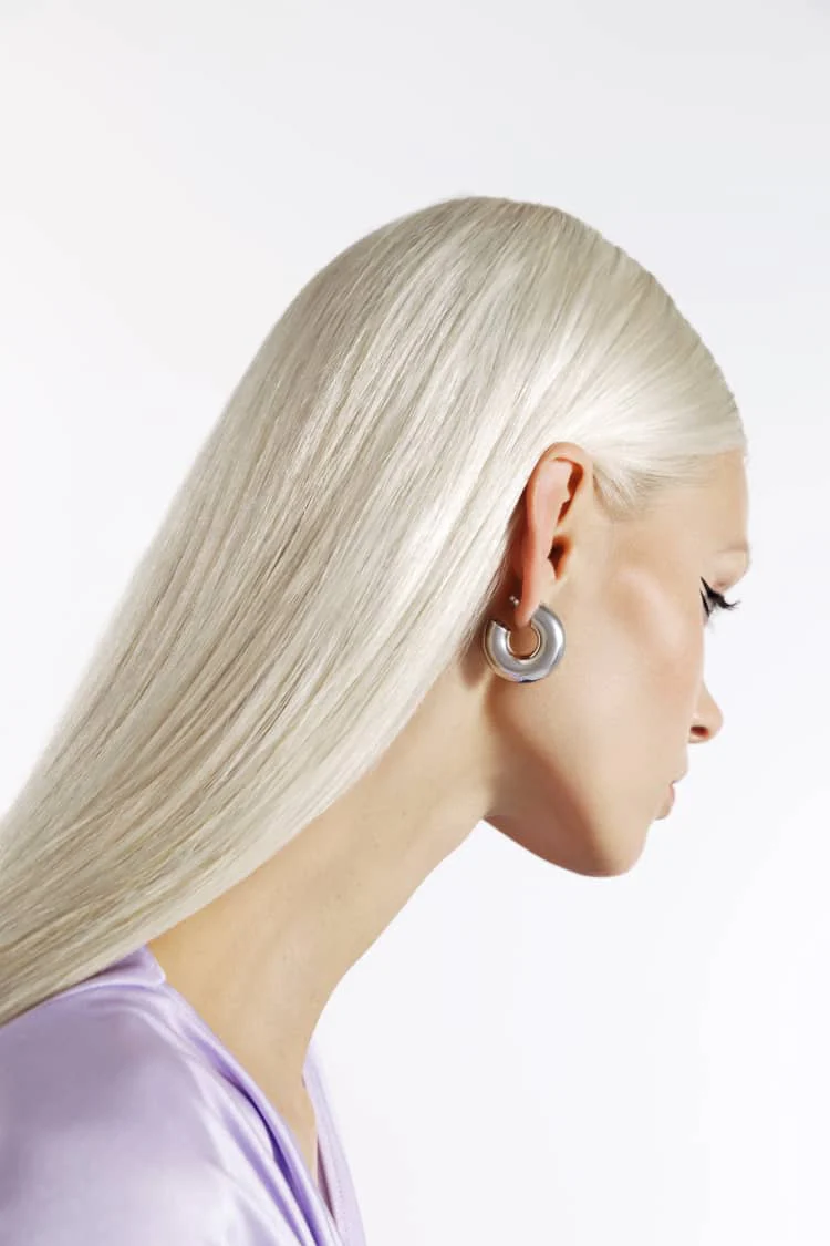 Thick Silver Hoop Earrings - Image 2