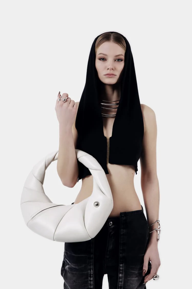 TWISTED bag | white leather handbag - Image 4