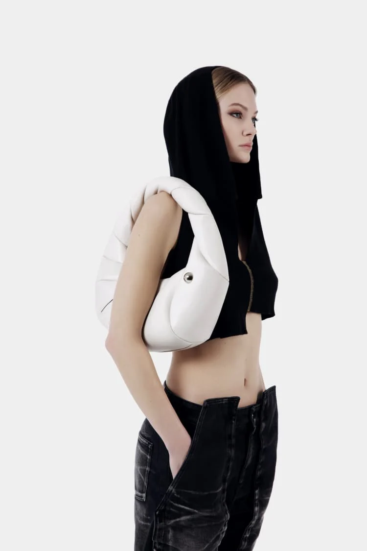 TWISTED bag | white leather handbag - Image 5