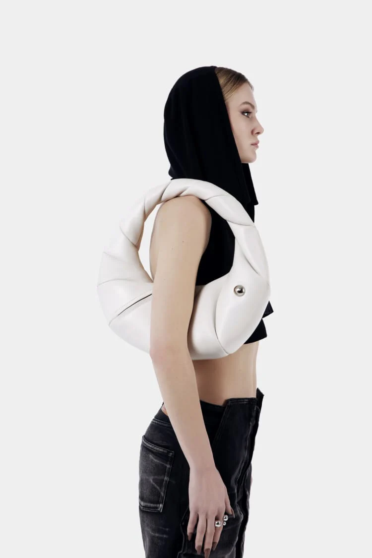 TWISTED bag | white leather handbag - Image 6