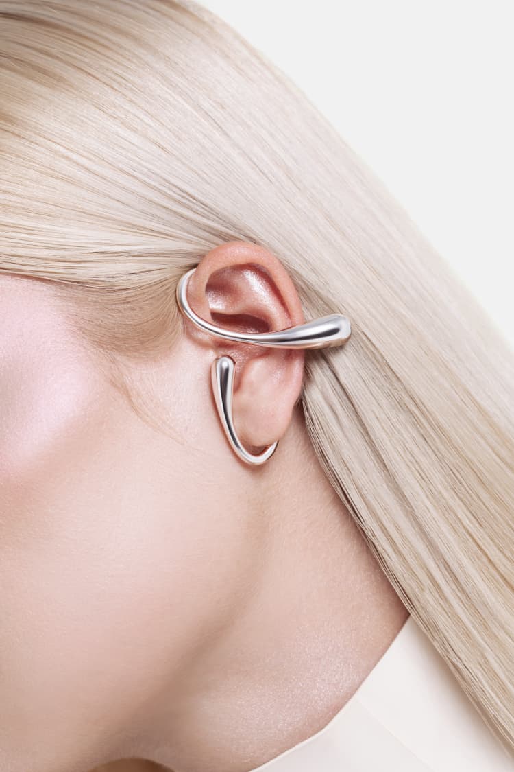 Two-Drop Ear Cuff - silver