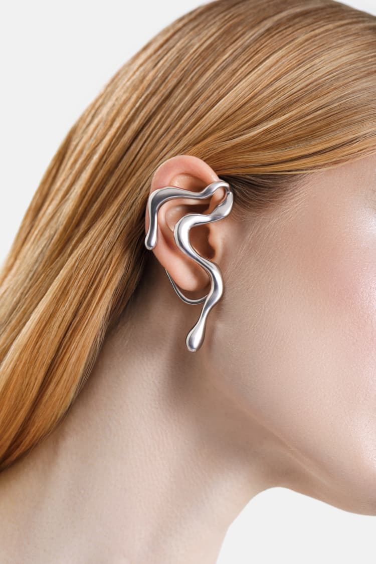 undulating earcuff in silver - Image 2