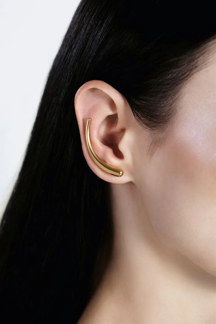 Gold Waterdrop Ear Climber - Image 3