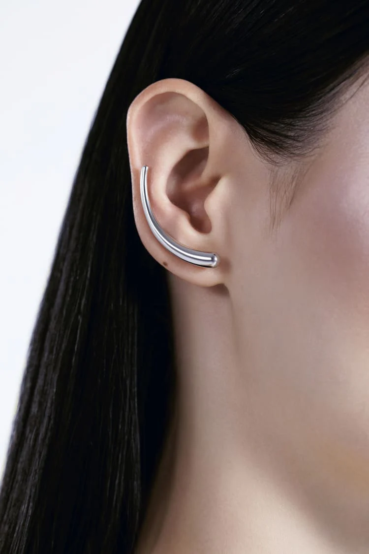 Silver Waterdrop Ear Climber - Image 2