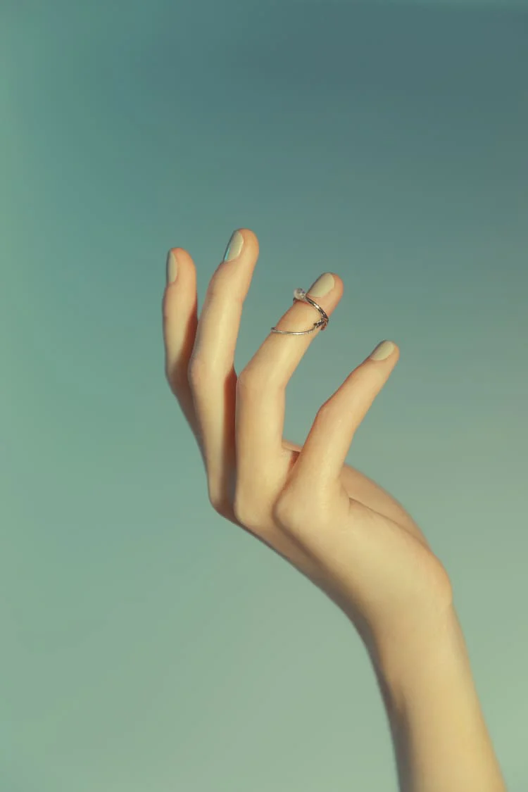 Silver Nail Ring with Chain - Image 2