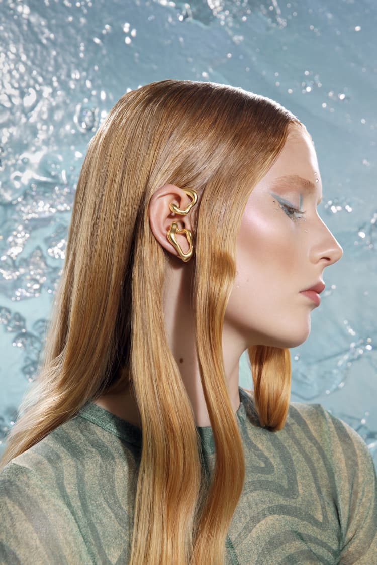 wrap-around organic earcuff in gold