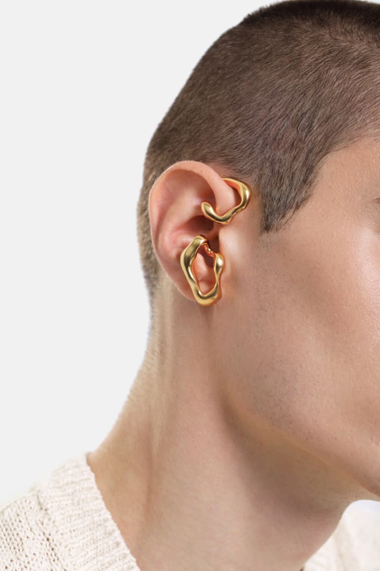 wrap-around organic earcuff in gold - Image 3