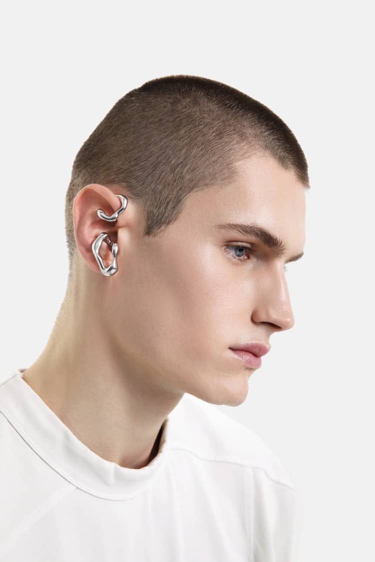 wrap-around organic earcuff in silver - Image 2