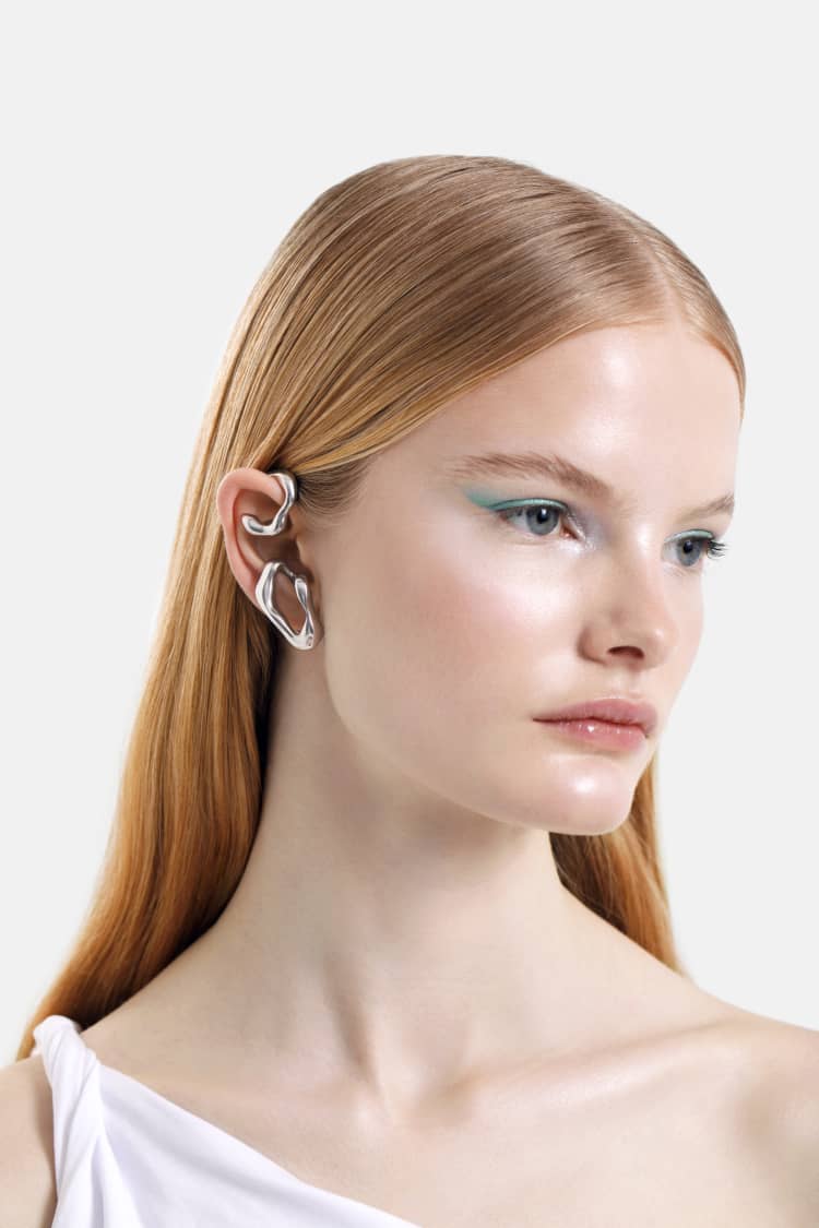 wrap-around organic earcuff in silver - Image 4