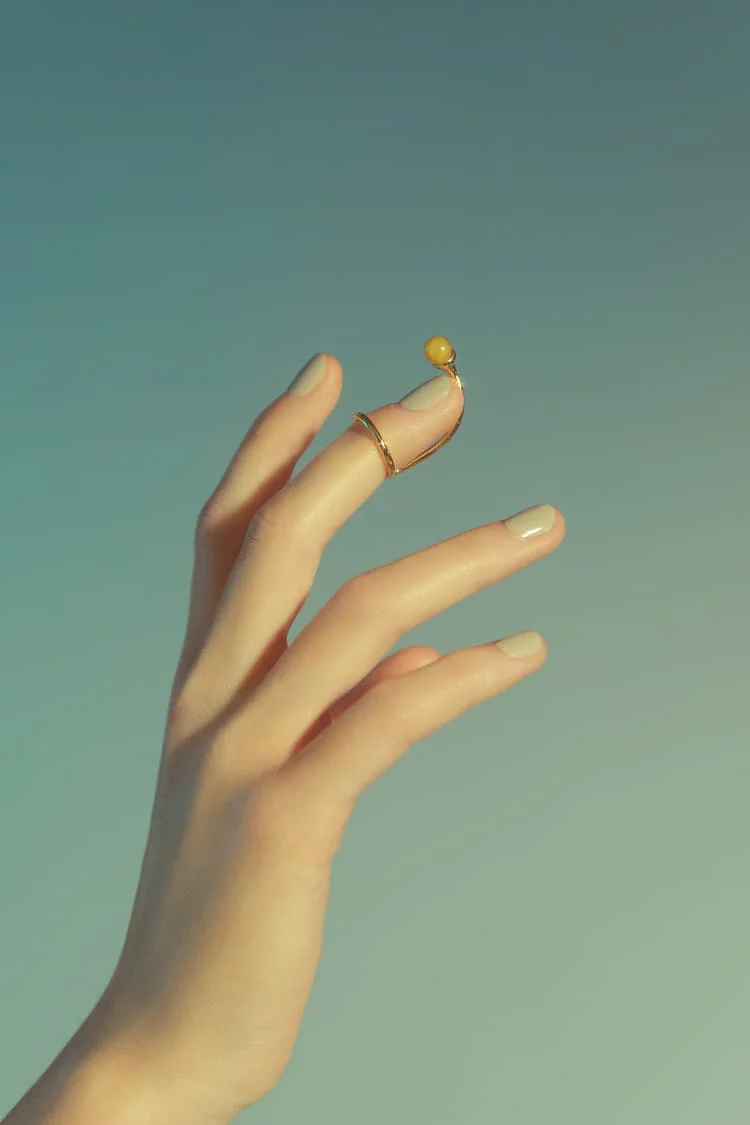 Gold Nail Ring with Stone - Image 2